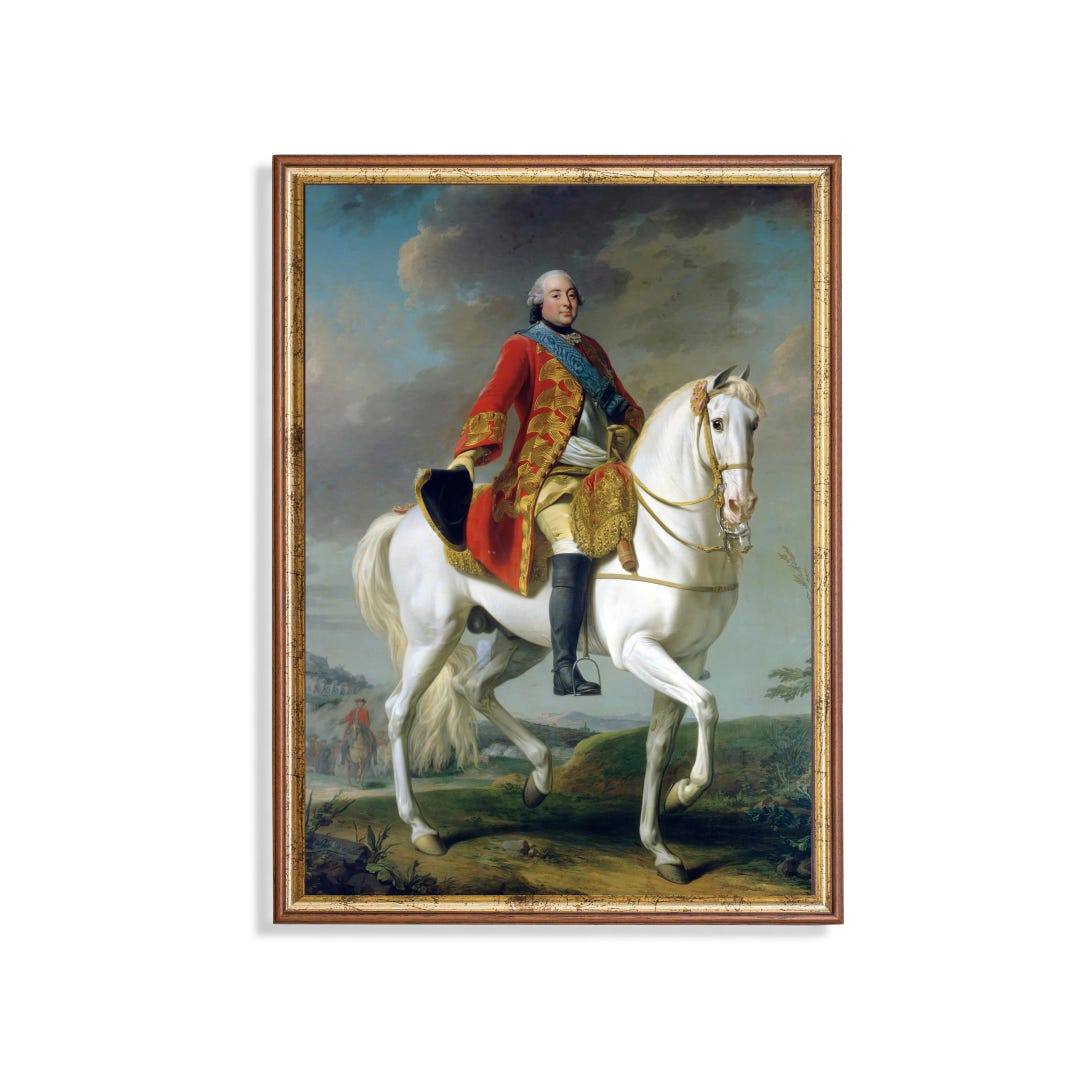 Equestrian Portrait Print: 18th Century Nobleman on White Horse - Etsy