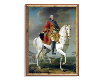 Reiterlicher Print: 18th Century Edelmann auf Schimmel