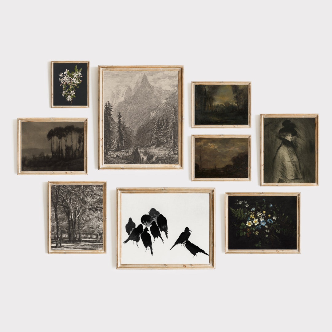 Vintage Gallery Wall Art | Set of 9 Prints | Antique Dark Academia ...