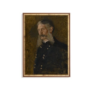 Vintage Gentleman Portrait Print: Moody Antique Oil Painting