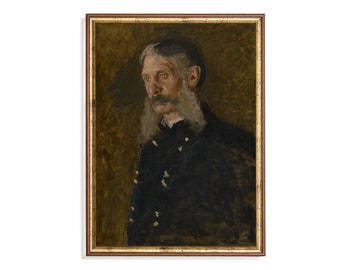 Vintage Gentleman Portrait Print: Moody Antique Oil Painting