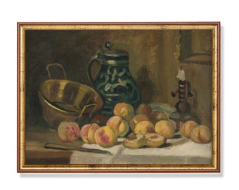 Vintage Still Life Fruit Painting: Farmhouse Kitchen Art Print