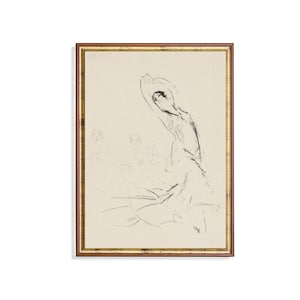 Vintage Flamenco Dancer Sketch: Expressive Ink Drawing (Digital Download)