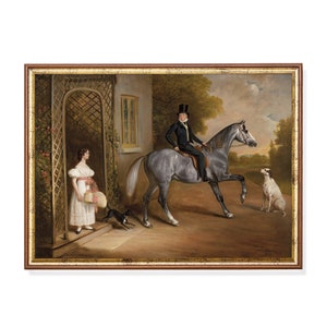 Vintage Horse and Dog Art Print: Antique Equestrian Painting