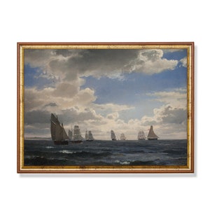 Vintage Sailing Ship Painting: Antique Nautical Seascape Art (Digital Download)