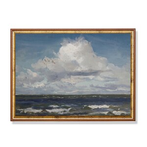 Vintage Seascape Painting | Antique Ocean Beach Print | Rustic Waves Art | Coastal Decor | Digital Download | Printable Wall Art | Fine Art
