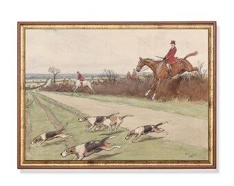 Vintage Horse & Hound Print: Equestrian Farmhouse Decor