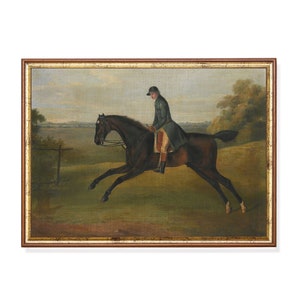 Vintage Equestrian Print: 19th Century Horse Rider, Country Landscape (Digital Download)