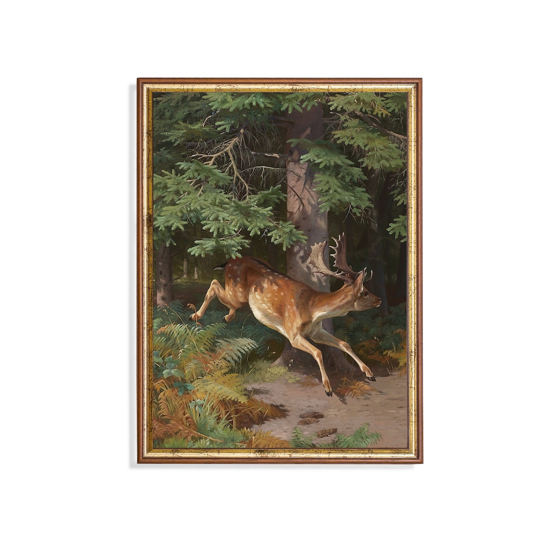 Print and Ship | Vintage Deer Painting | Antique Animal Print ...