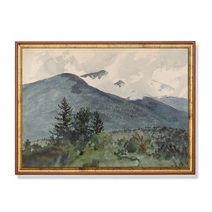 Vintage Landscape Painting | Antique Country Landscape | Watercolor Fine Print | Farmhouse Decor | Digital Download | Printable Wall Art