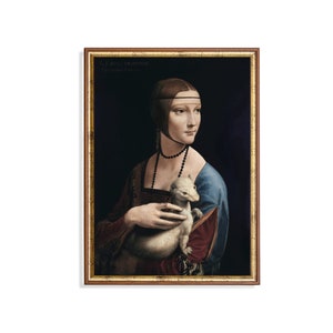 Grabado de retrato de mujer antigua: pintura al óleo renacentista melancólica (descarga digital)