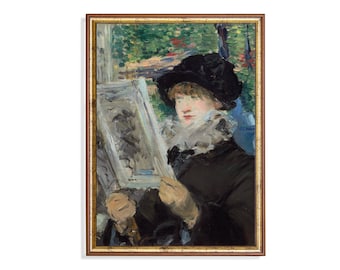 Vintage Woman Reading Portrait: Moody Fine Art Print