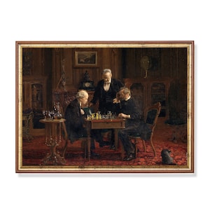 Tableau Sur Toile 'Les Joueurs D'Échecs' De Thomas Eakins - Cadre Prêt à Accrocher - Neuf