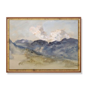 Vintage Landscape Painting | Antique Mountain Print | Watercolor Rustic Fine Art | Farmhouse Decor | Digital Download | Printable Wall Art