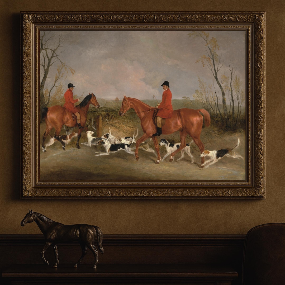 Vintage Fox Hunt Art Print: Equestrian Scene With Hounds (digital ...