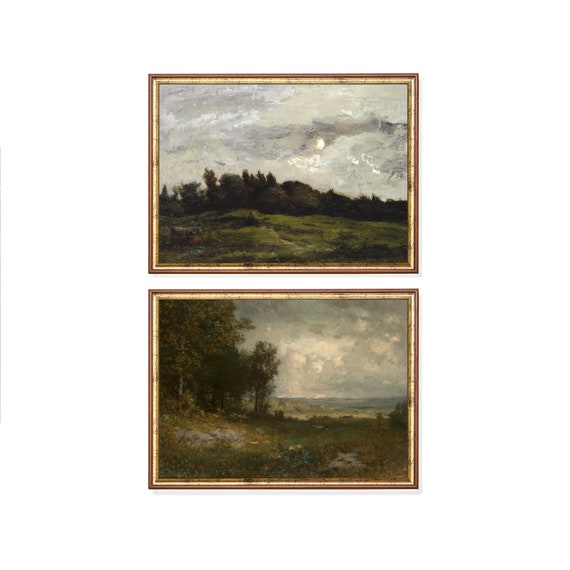 Vintage Landscape Painting Set: Moody Rustic Country Art (Digital Download)