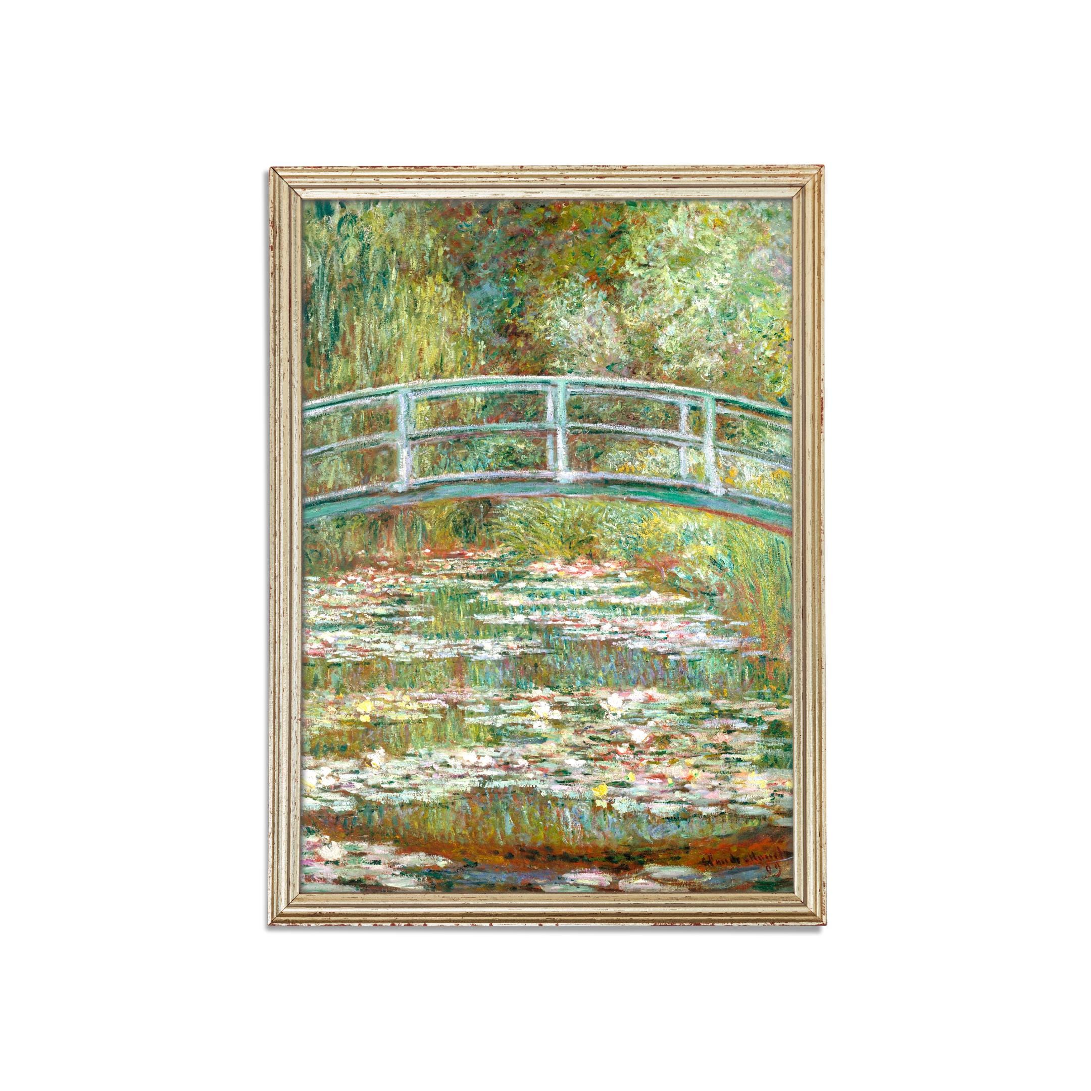 Monet Water Lilies Print: Japanese Bridge, Impressionist Garden