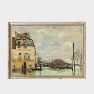 Vintage French Landscape Print: Antique Oil Painting Art image 4
