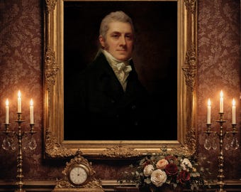 Vintage Gentleman Portrait Print: Moody Dark Academia Wall Art