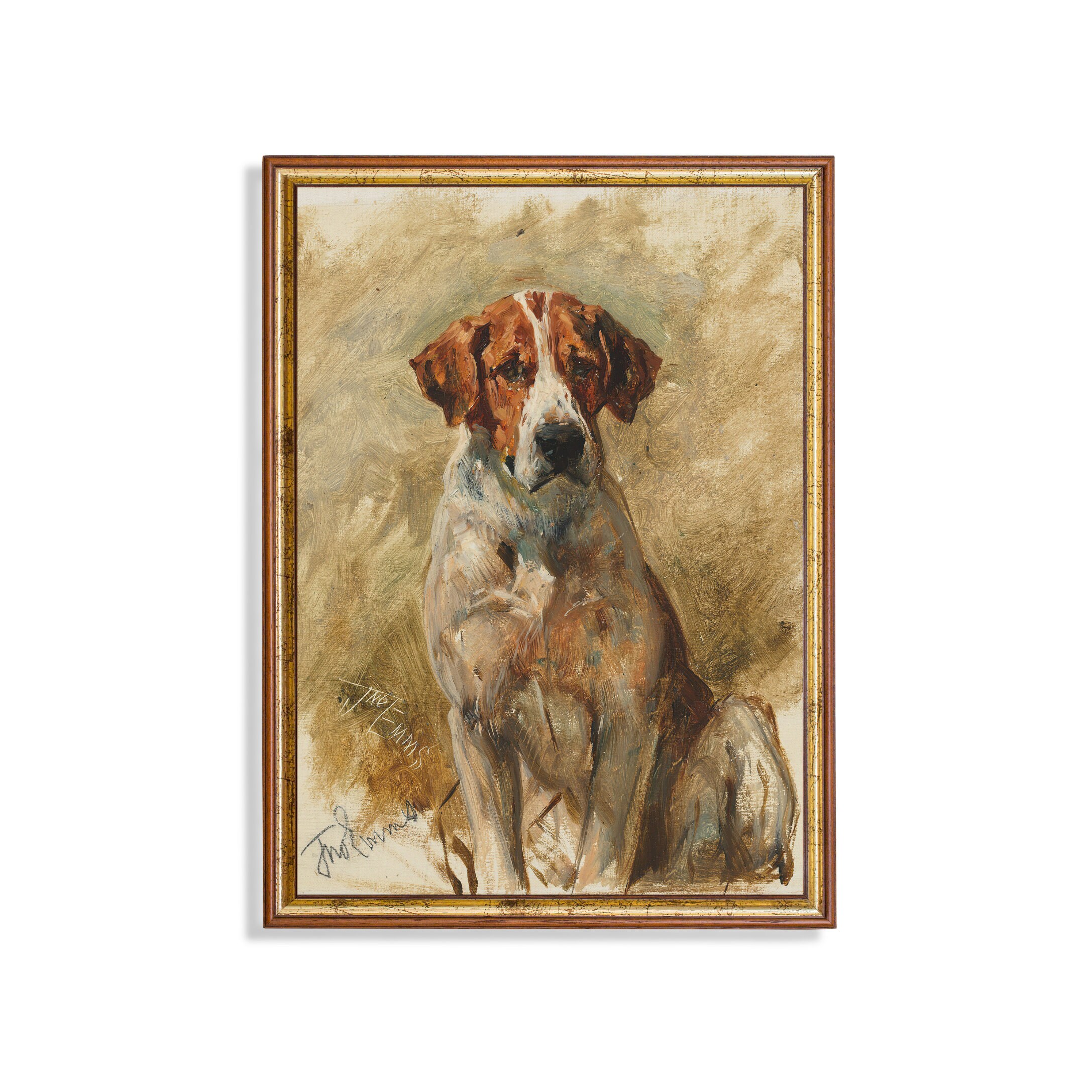 フランスヴィンテージ 犬の肖像画 ハンドペイント （フランス製