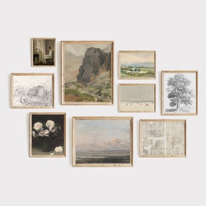 Antique French Country Gallery Wall Art Set of 9 (Digital Download)