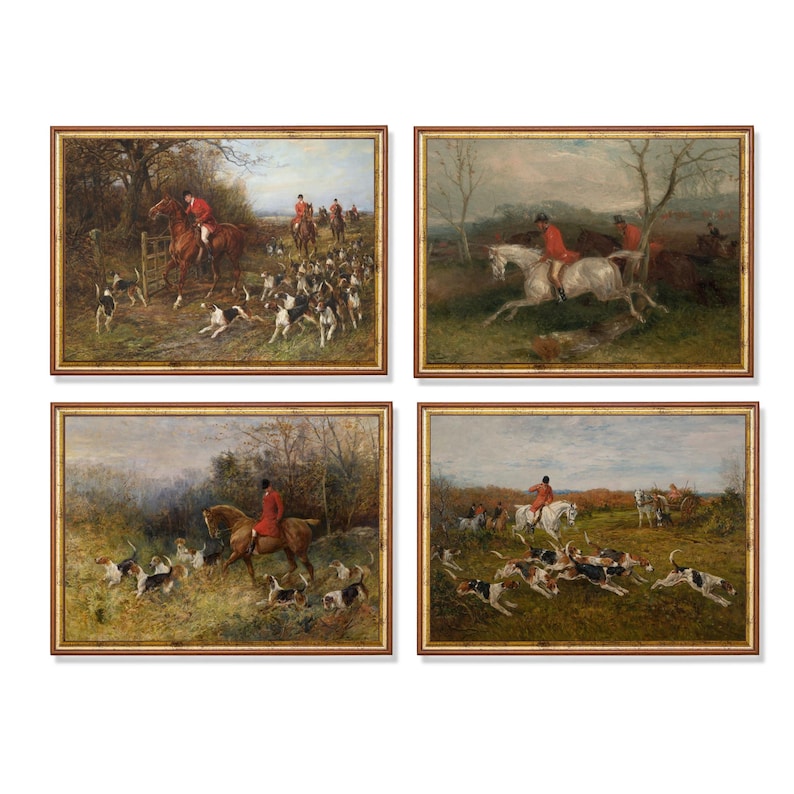 Vintage Fox Hunting Art Prints, Equestrian Gallery Set (digital ...