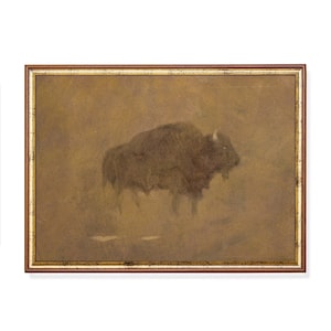 Mailed Print | Buffalo Painting | Vintage Animal Print | Antique Artwork | Rustic Moody Fine Art | Farmhouse Decor | Printed and Shipped