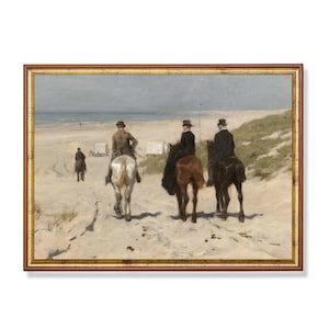 Vintage Equestrian Horse Print: Beach Coastal Art