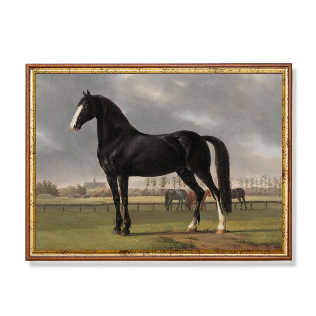 Vintage Horse Painting | Antique Equestrian Print | Digital Download ...