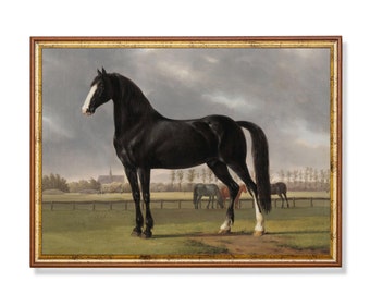 Cuadro de caballo vintage: lámina de arte ecuestre antiguo, decoración de granja