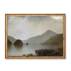 Vintage Lake Painting | Antique Landscape | Moody Print | Digital Download | Printable Wall Art | Farmhouse Decor | 18th Century Fine Art