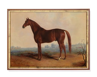 Vintage Horse Painting: Antique Equestrian Art, Farmhouse Decor