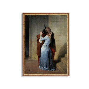 Kissing Couple Print: Vintage Romanticism Art (Giclée Print)