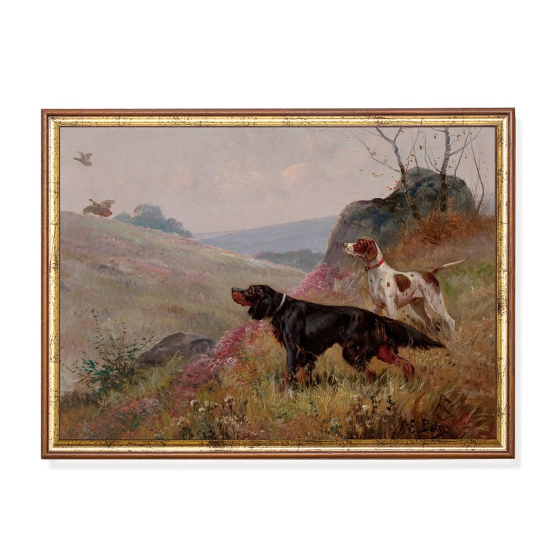 Mailed Print | Vintage Dogs Painting | Antique Artwork | Dog Lover Gift | Animal Painting | Printed and Shipped | Pointer and Setter Print