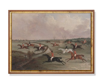 Vintage Horse Racing Print: Antique Countryside Farmhouse Decor