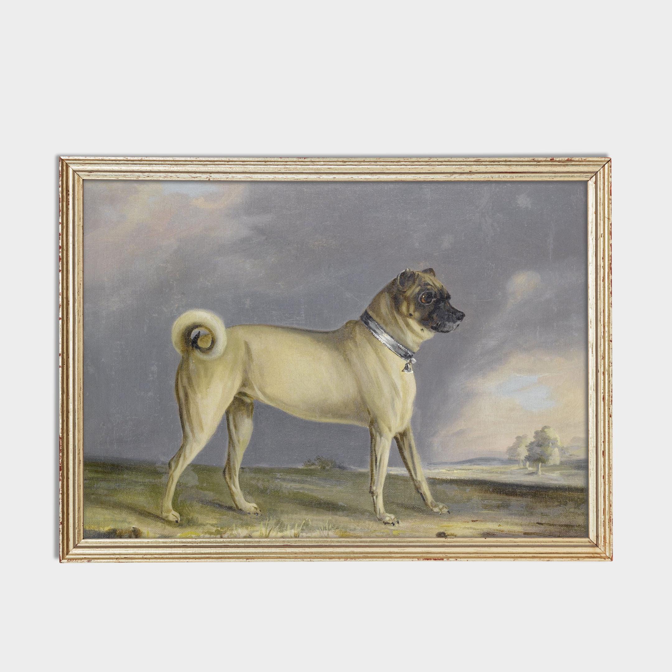 ヴィンテージパグの肖像画プリント：19世紀のアンティーク犬アート