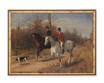Vintage Equestrian Horse Painting: Rustic Farmhouse Art (Digital Download)