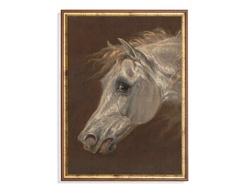 Print and Ship | Vintage Horse Portrait | Antique Animal Print | Moody Rustic Art | Farmhouse Decor | Fine Art | Mailed Print