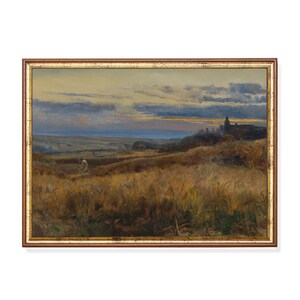 Vintage Cornfield Sunset Print: Rustic Landscape Wall Art