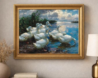 Vintage Duck Painting Print: Farmhouse Cottagecore Wall Art (Digital Download)