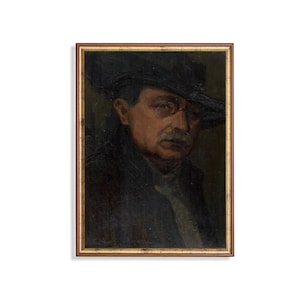 Vintage Gentleman Portrait Print: Moody Antique Man with Glasses