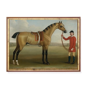 Stampa di un dipinto di cavallo d&#39;epoca: arte equestre antica, arredamento da fattoria
