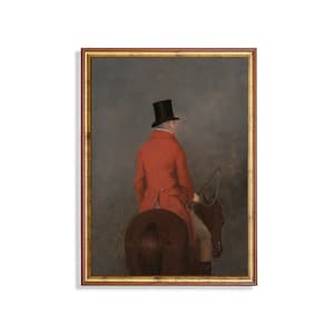 Gentleman on horse | Vintage Man Portrait Painting | Antique Equestrian Print | Digital Download | Printable Wall Art | Moody Rustic Art