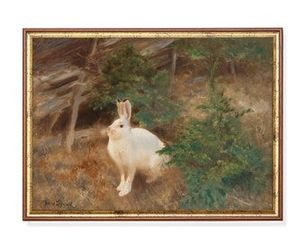 Vintage Rabbit Painting: Antique Bunnies Fine Art Print