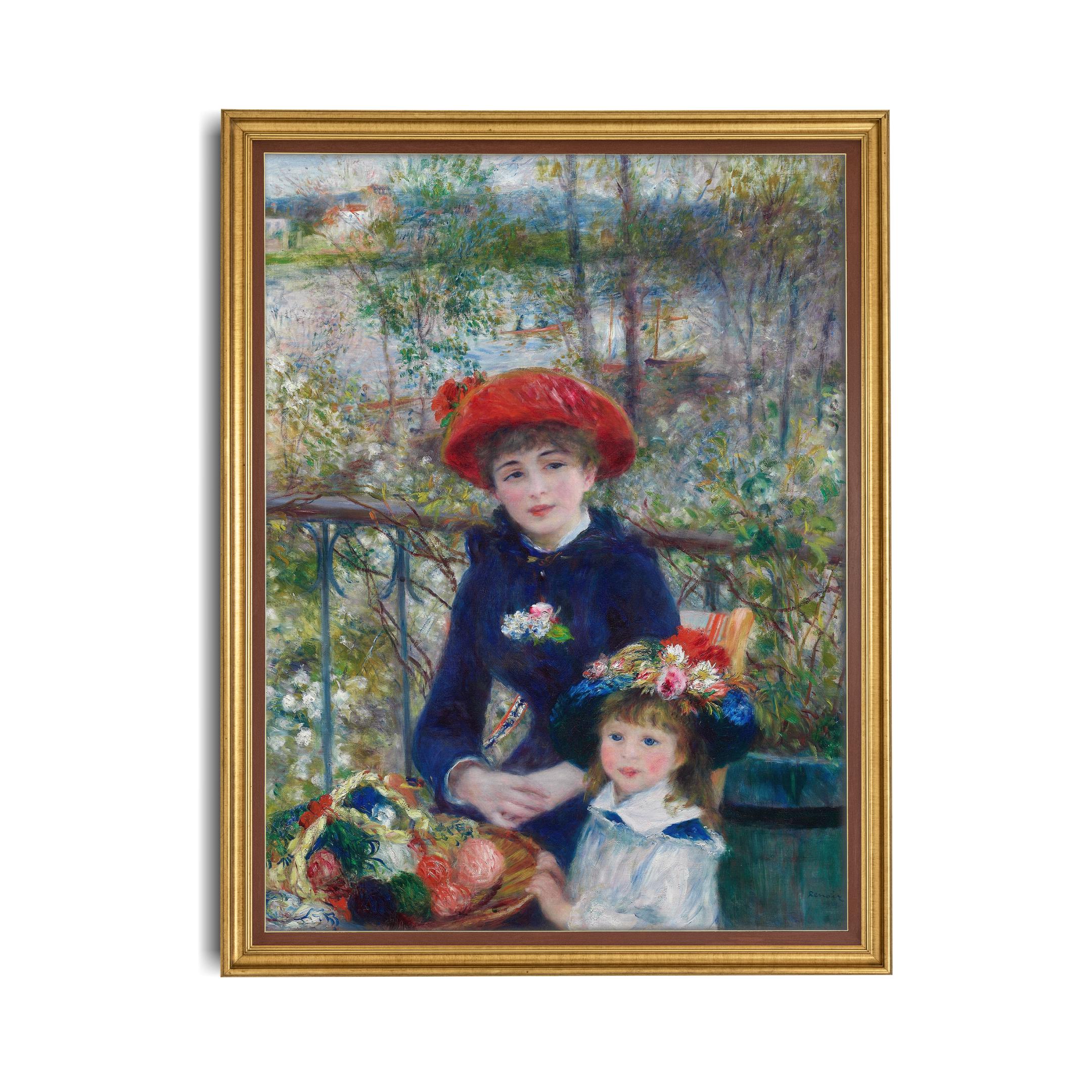 ルノワール「二人の姉妹」の版画：フランス印象派の庭園テラスアート