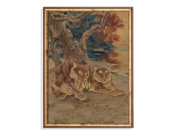 Antique Tiger Print: Vintage Jungle Animal Art (Digital Download)