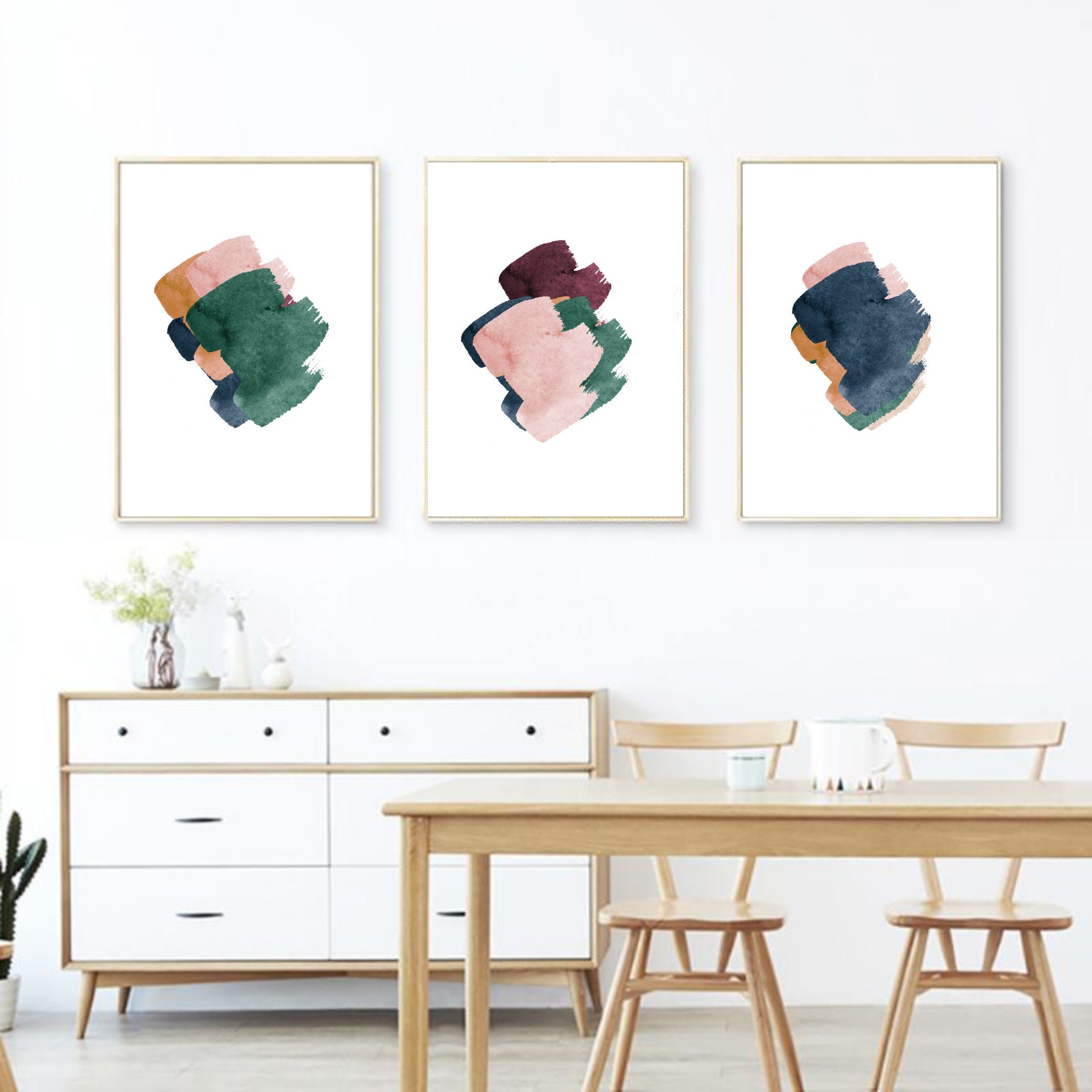 Set Of 3 Abstract Prints 3 Piece Wall Art Living Room Prints Etsy