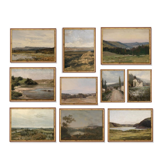 Vintage Gallery Wall Set of 10 Prints Antique Landscape Etsy