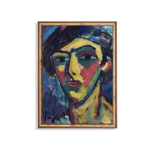Vintage Abstract Portrait Painting: Classic Fine Art Print