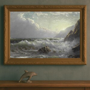 Stormy Ocean Seascape Print: Coastal Beach House Wall Art (Digital Download))